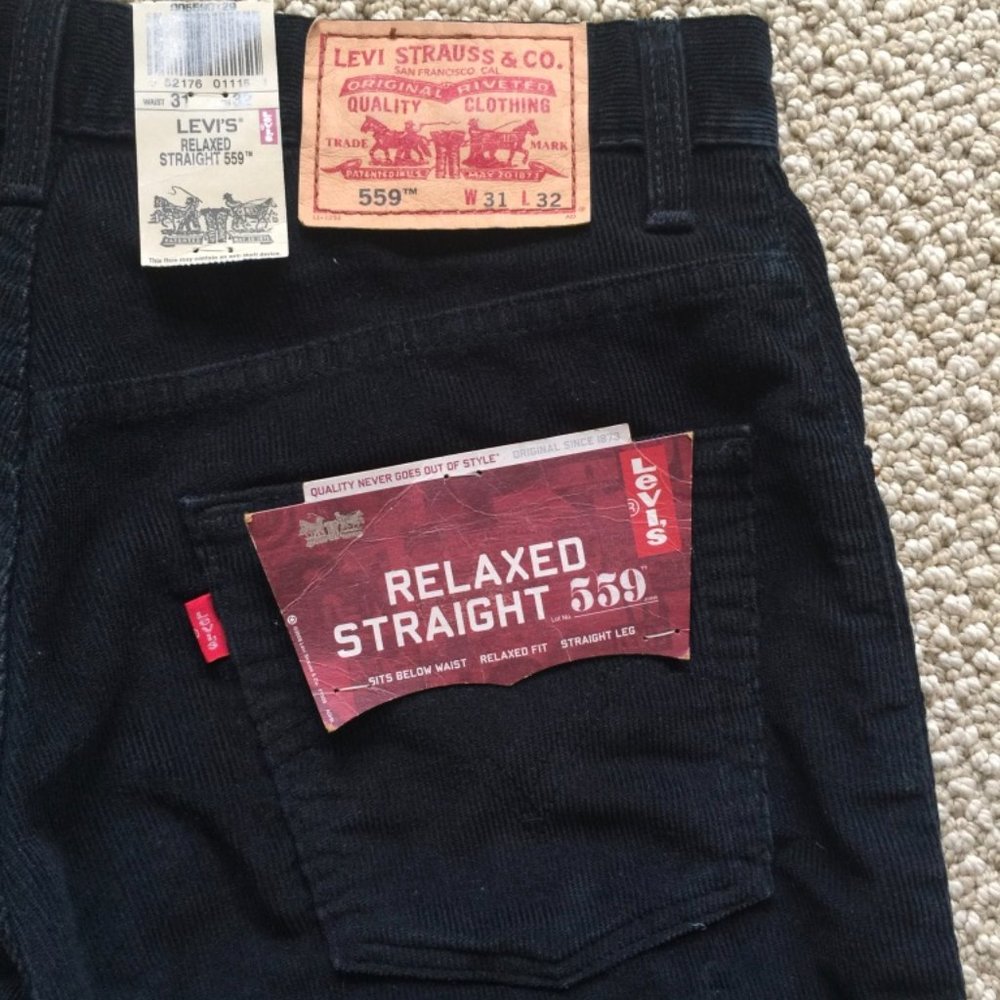 LEVI'S 559 Black Corduroy Jeans NWT